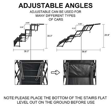 YEP HHO 4 Steps Upgraded Folding Pet Stairs Ramp Lightweight Portable Cat Dog Ladder with Waterproof Surface Great for Cars Trucks SUVs (Black-New)