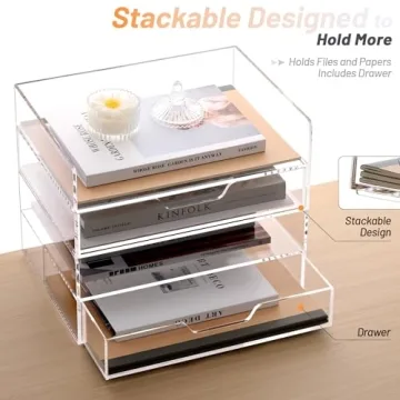 Durable SANRUI 2-Tier Acrylic Desk Organizer Set