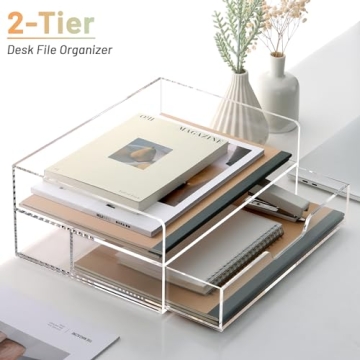 Durable SANRUI 2-Tier Acrylic Desk Organizer Set