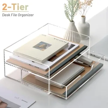 Durable SANRUI 2-Tier Acrylic Desk Organizer Set