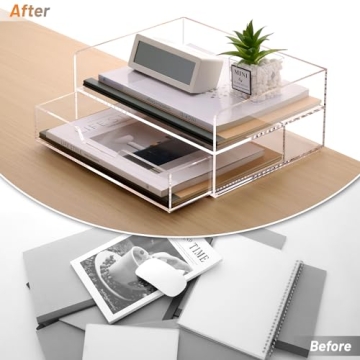 Durable SANRUI 2-Tier Acrylic Desk Organizer Set