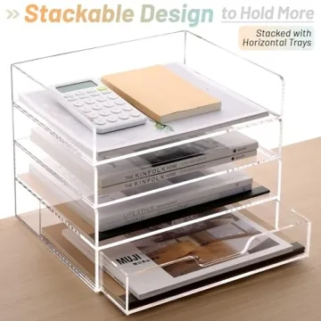 Durable SANRUI 2-Tier Acrylic Desk Organizer Set