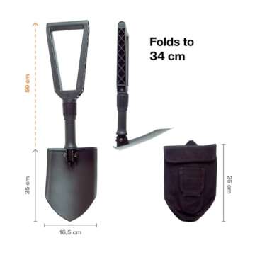 Fiskars Folding Spade for Campers and Mountaineers, Can Also be Used as Shovel and Pickaxe, with Canvas Bag, Length (Unfolded): 59 cm, Hardened Boron Steel, Black, 1000621