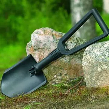 Fiskars Folding Spade for Campers and Mountaineers, Can Also be Used as Shovel and Pickaxe, with Canvas Bag, Length (Unfolded): 59 cm, Hardened Boron Steel, Black, 1000621