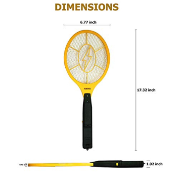 HOMEVAGE Electric Fly Swatter - Bug Zapper - Best High Voltage Handheld Mosquito Killer - Wasp, Fruit Fly, Insect Trap Racket for Indoor, Travel, Camping and Outdoor Control (2 AA Batteries Included)