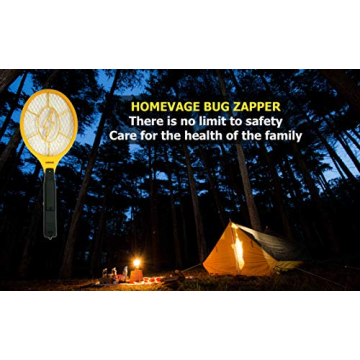 HOMEVAGE Electric Fly Swatter - Bug Zapper - Best High Voltage Handheld Mosquito Killer - Wasp, Fruit Fly, Insect Trap Racket for Indoor, Travel, Camping and Outdoor Control (2 AA Batteries Included)