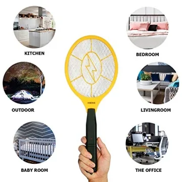 HOMEVAGE Electric Fly Swatter - Bug Zapper - Best High Voltage Handheld Mosquito Killer - Wasp, Fruit Fly, Insect Trap Racket for Indoor, Travel, Camping and Outdoor Control (2 AA Batteries Included)