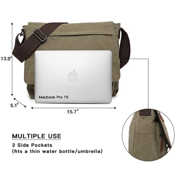 Dasein Vintage Canvas Messenger Bag for 15in Laptops