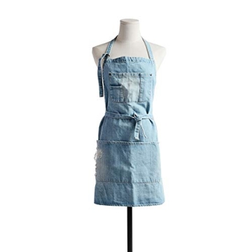 CACHIL Denim Bib Apron Adjustable Straps Cooking Apron Kitchen Apron With 5 Pockets for Coffee Chef ...