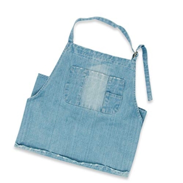 CACHIL Adjustable Denim Apron with 5 Pockets for Cooking
