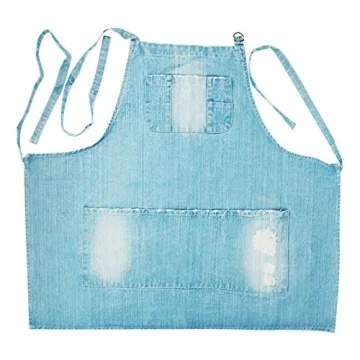 CACHIL Adjustable Denim Apron with 5 Pockets for Cooking