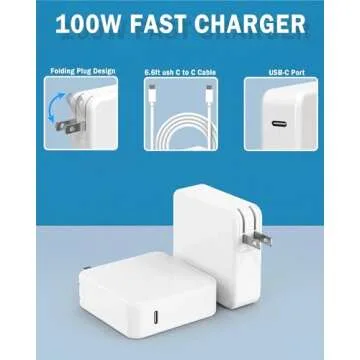 Mac Book Charger,100W USB C Charger for MacBook Pro & Air, Type-C Cable Power Adapter