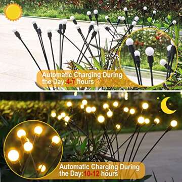 8 Pack Solar Garden Lights, Solar Firefly Light Decorative Outdoor Waterproof, Swaying Solar Powered Outdoor Light for Yard, Whimsical Fairy Garden Decor, LED Starburst Outdoor Decor for Patio Outside