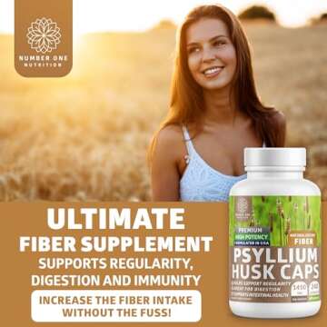 Psyllium Husk Capsules 1450mg for Digestive Support
