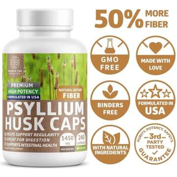 Psyllium Husk Capsules 1450mg for Digestive Support