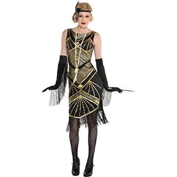 Roaring 20's Flapper Dress Costume - Adult Large 10-12, 1 Pc