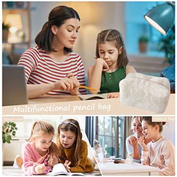 Makeup Bag with Macaron Colors, Preppy Makeup Pouch, Cute Kawaii Furry Make up Case, Cosmetic Travel Bag with Zipper,Multi-functional Sweet and Soft Coin Pouch for Womens…