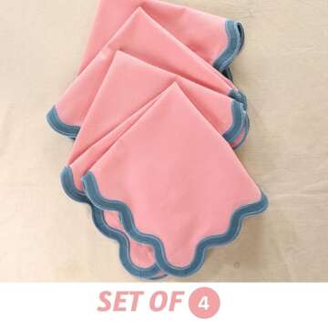 Folkulture Cloth Napkins Set of 4 Cotton, 18" X 18" Dinner Napkins or Table Napkins for Parties, Decorative Napkins Washable for Guests, Resuable Linen Napkins or Fabric Napkins (Laguna Blush)