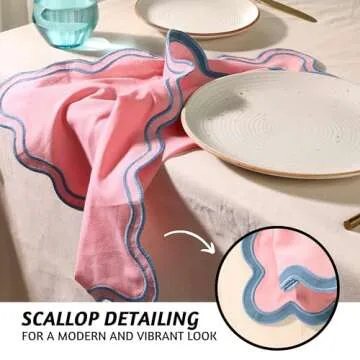 Folkulture Cloth Napkins Set of 4 Cotton, 18" X 18" Dinner Napkins or Table Napkins for Parties, Decorative Napkins Washable for Guests, Resuable Linen Napkins or Fabric Napkins (Laguna Blush)