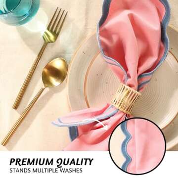 Folkulture Cloth Napkins Set of 4 Cotton, 18" X 18" Dinner Napkins or Table Napkins for Parties, Decorative Napkins Washable for Guests, Resuable Linen Napkins or Fabric Napkins (Laguna Blush)