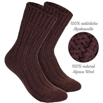 BRUBAKER Warm Alpaca Socks for Men or Women - 4 Pairs