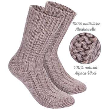 BRUBAKER Warm Alpaca Socks for Men or Women - 4 Pairs
