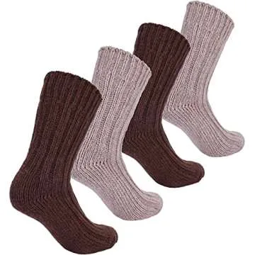 BRUBAKER Warm Alpaca Socks - 4 Pairs For Men & Women