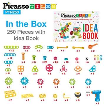 PicassoTiles 250pc STEM Learning Building Blocks