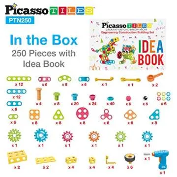PicassoTiles 250pc STEM Learning Building Blocks