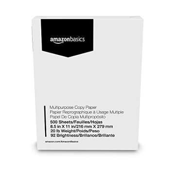 Amazon Basics Multipurpose Copy Printer Paper, 8.5" x 11", 20 lb, 5 Reams, 2500 Sheets, 92 Bright, White