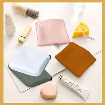 Cinmouter 4PCS Glorihoby Pocket Cosmetic Bag, Lambskin Pocket Cosmetic Bag Squeeze Top, Waterproof Portable Small Makeup Bag,Women Mini Multifunctional Storage Bag Makeover Bag Travel Storage