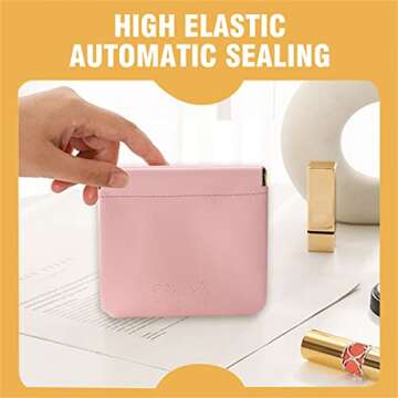 Cinmouter 4PCS Glorihoby Pocket Cosmetic Bag, Lambskin Pocket Cosmetic Bag Squeeze Top, Waterproof Portable Small Makeup Bag,Women Mini Multifunctional Storage Bag Makeover Bag Travel Storage