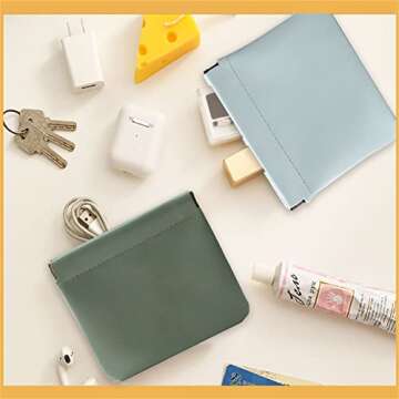 Cinmouter 4PCS Glorihoby Pocket Cosmetic Bag, Lambskin Pocket Cosmetic Bag Squeeze Top, Waterproof Portable Small Makeup Bag,Women Mini Multifunctional Storage Bag Makeover Bag Travel Storage