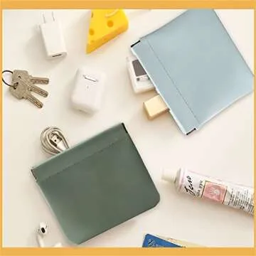 Cinmouter 4PCS Glorihoby Pocket Cosmetic Bag, Lambskin Pocket Cosmetic Bag Squeeze Top, Waterproof Portable Small Makeup Bag,Women Mini Multifunctional Storage Bag Makeover Bag Travel Storage