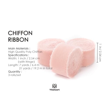 Blush Pink Chiffon Ribbon for Weddings and Decorations - 21 Yd