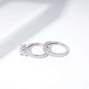 Amazon Essentials Sterling Silver Platinum Plated Infinite Elements Cubic Zirconia Three Stone Ring, Size 6 (previously Amazon Collection)