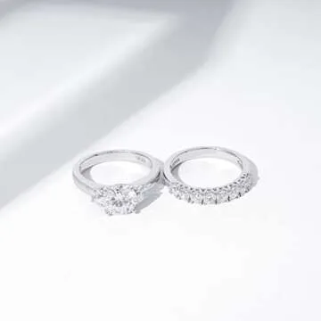 Amazon Essentials Sterling Silver Platinum Plated Infinite Elements Cubic Zirconia Three Stone Ring, Size 6 (previously Amazon Collection)