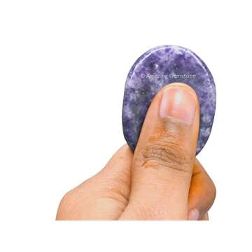 Lepidolite Worry Stone Crystals and Healing Stones - Worry Stones for Stress Relief Gifts - Piedra Crystal Fidget for Meditation, Calming, Relaxation - Unique Stocking Stuffers and Birthday Gifts for Women, Men