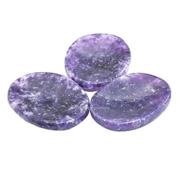 Lepidolite Worry Stone Crystals and Healing Stones - Worry Stones for Stress Relief Gifts - Piedra Crystal Fidget for Meditation, Calming, Relaxation - Unique Stocking Stuffers and Birthday Gifts for Women, Men