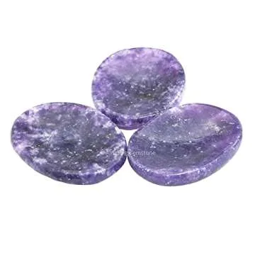 Lepidolite Worry Stone Crystals and Healing Stones - Worry Stones for Stress Relief Gifts - Piedra Crystal Fidget for Meditation, Calming, Relaxation - Unique Stocking Stuffers and Birthday Gifts for Women, Men