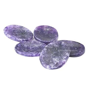 Lepidolite Worry Stone Crystals and Healing Stones - Worry Stones for Stress Relief Gifts - Piedra Crystal Fidget for Meditation, Calming, Relaxation - Unique Stocking Stuffers and Birthday Gifts for Women, Men