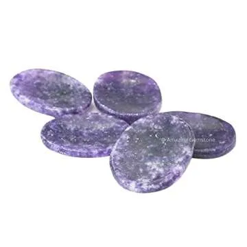 Lepidolite Worry Stone Crystals and Healing Stones - Worry Stones for Stress Relief Gifts - Piedra Crystal Fidget for Meditation, Calming, Relaxation - Unique Stocking Stuffers and Birthday Gifts for Women, Men