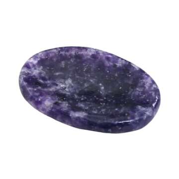 Lepidolite Worry Stone Crystals and Healing Stones - Worry Stones for Stress Relief Gifts - Piedra Crystal Fidget for Meditation, Calming, Relaxation - Unique Stocking Stuffers and Birthday Gifts for Women, Men