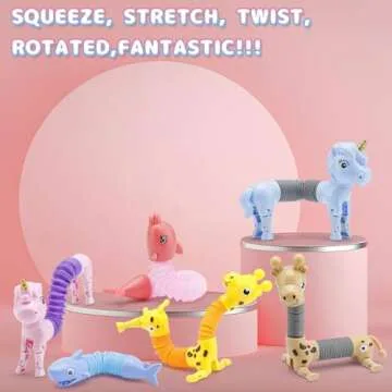 8Pcs Animal Pop Tubes Fidget Toys,Easter Basket Stuffers,Party Favors Classroom Prizes Birthday Gifts, Sensory Toys for Kids 3-8, Piñata Stuffers, Autism Toys