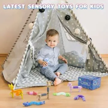 8Pcs Animal Pop Tubes Fidget Toys,Easter Basket Stuffers,Party Favors Classroom Prizes Birthday Gifts, Sensory Toys for Kids 3-8, Piñata Stuffers, Autism Toys