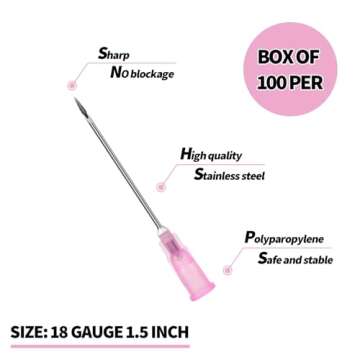 TIKAPLAS 18 Gauge 1.5 inch Luer Lock Dispensing Accessorie, Individual Packaged, Pack of 100