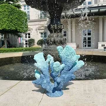 ALIWINER Blue Coral Decor Coral Reef Faux Artificial Coral Decor Resin Coral Statue Nautical Decor Tabletop Decoration Home Living Room Decor (7.8in Tall)