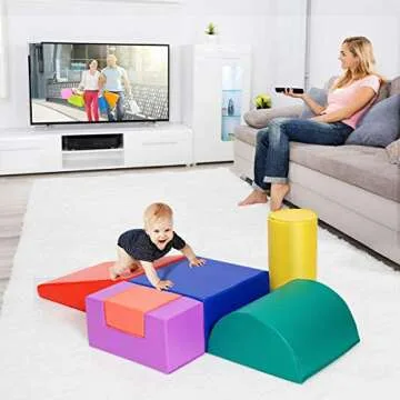 Costzon 6-Piece Kids Crawl and Climb Foam Play Set, Colorful Baby’s Foam Blocks to Crawling, Climbing, Walking, Children’s Educational Software Composite Toy for Toddlers, Preschoolers (Primary)