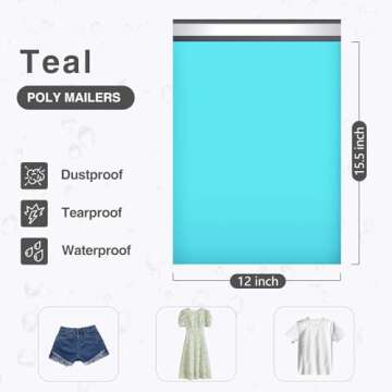 UCGOU Poly Mailers 12x15.5 Inch Teal 100 Pack Medium Shipping Bags #5 Strong Thick Mailing Envelopes...