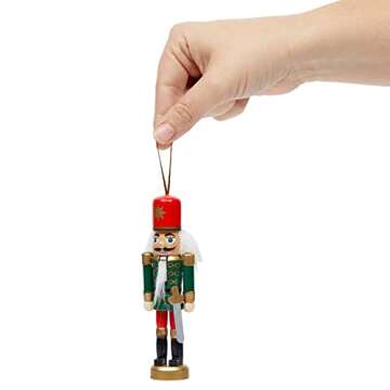 6 Pack Wood Nutcracker Ornaments for Christmas Tree, Rustic Holidays Decorations in 6 Designs (1 x 5 Inches)